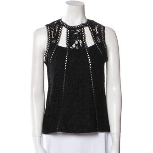 ALEXIE lace pattern Front Cut Out Embellished Top Size XS